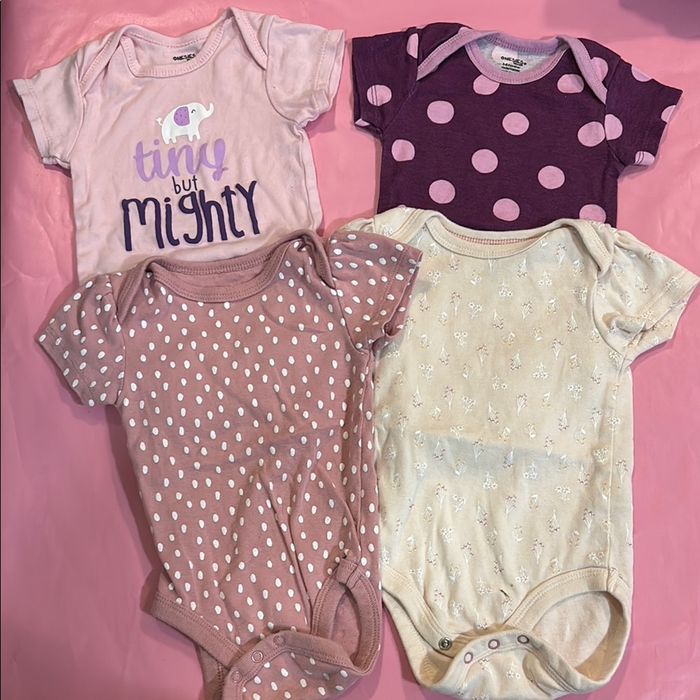 Tiny But Mighty Kids One Piece 4pc Set - Pink, Purple, Cream